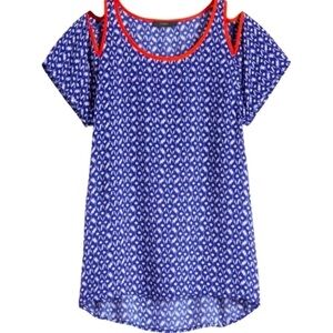 THML Blue‎ White And Orange Jaye Cold Shoulder Top Size S